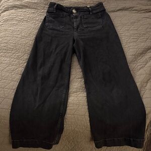 Anthropologie Maeve Black Wide Leg Denim Pants